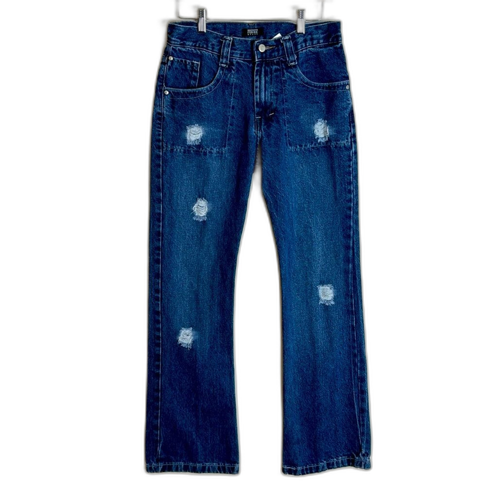 Gianfranco Ferre ladies distressed dark wash bootcut jeans size 30‎